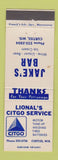 Matchbook Cover - Jake's Bar Curtiss WI Lional's Citgo oil gas WEAR
