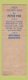 Matchbook Cover - Peter Pan Diner New Castle DE