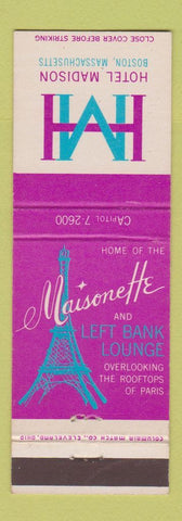 Matchbook Cover - Hotel Madison Boston MA Eiffel Tower