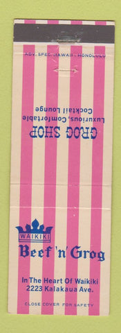 Matchbook Cover - Beef n Grog Restaurant Waikiki Hawaii