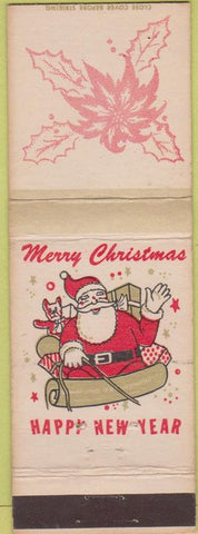Matchbook Cover - Merry Christmas Happy New Year Poinsettia