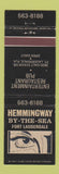 Matchbook Cover - Hemmingway by the Sea Fort Lauderdale FL