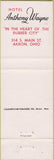 Matchbook Cover - Hotel Anthony Wayne Akron OH