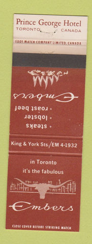 Matchbook Cover - Prince George Hotel Toronto ON Embers WEAR