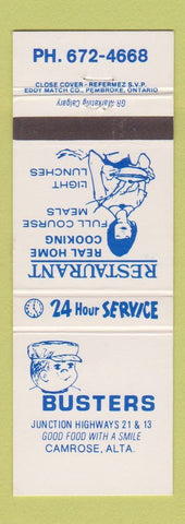 Matchbook Cover - Busters Restaurant Camrose AB