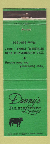 Matchbook Cover - Danny's Restaurant Lounge Bethlehem PA
