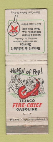 Matchbook Cover - Texaco oil gas Bessert Schubert Freeport IL WEAR