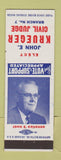 Matchbook Cover - John Krueger Civil Judge Election Milwaukee WI