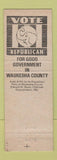 Matchbook Cover - John Niebler Representative Election Oconomowoc WI