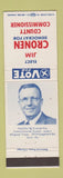 Matchbook Cover - Jim Cronen County Commissioner Election Louisville KY