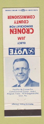 Matchbook Cover - Jim Cronen County Commissioner Election Louisville KY