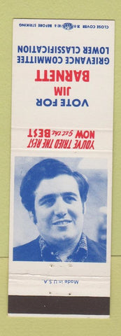Matchbook Cover - Jim Barnett Grievance Committee Election