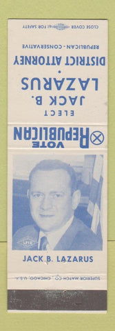 Matchbook Cover - Jack B Lazarus District Attorney