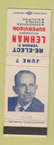 Matchbook Cover - Vernon Lehman Supervisor Election CA?