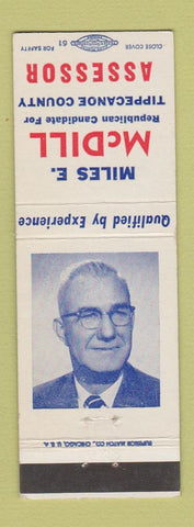 Matchbook Cover - Miles McDill Assessor Election Tippecanoe County IN