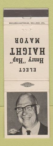 Matchbook Cover - Henry Hap Haight Mayor Election Oakland CA