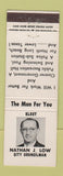 Matchbook Cover - Nathan J Low City Councilman Election