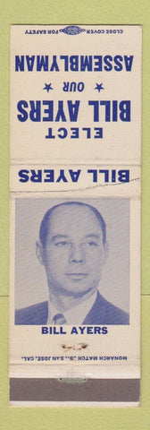 Matchbook Cover - Bill Ayers Assemblyman Election