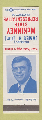Matchbook Cover - James McKinney State Rep Election