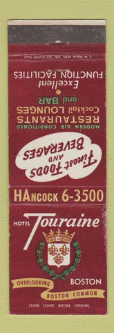 Matchbook Cover - Hotel Touraine Boston MA WEAR