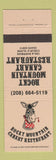 Matchbook Cover - Rocky Mountain Canary Restaurant Coeur D'Alene ID