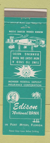 Matchbook Cover - Thomas Edison National Bank Fort Myers FL
