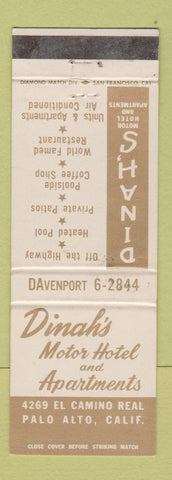 Matchbook Cover - Dinah's Motor Hotel Palo Alto CA WEAR