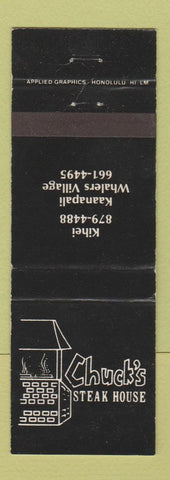 Matchbook Cover - Chuck's Steak House Kihei Kaanapali Hawaii