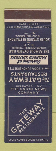 Matchbook Cover - Gateway Restaurants Boston MA New York City