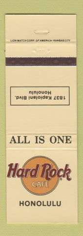 Matchbook Cover - Hard Rock Cafe Honolulu Hawaii