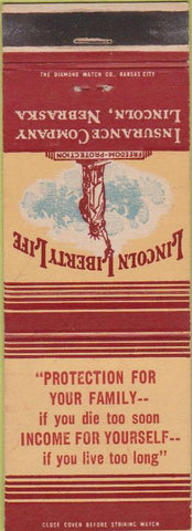 Matchbook Cover - Lincoln Liberty Life Insurance NE
