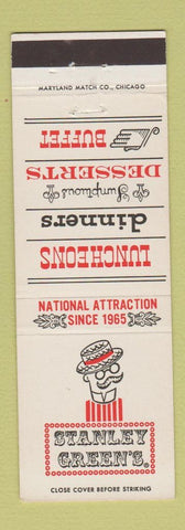 Matchbook Cover - Stanley Green's Philadelphia Chicago Boston Providence