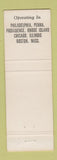 Matchbook Cover - Stanley Green's Philadelphia Chicago Boston Providence