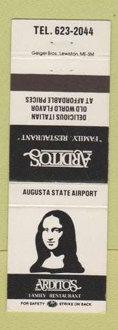 Matchbook Cover - Ardito's Restaurant Augusta ME Airport Mona Lisa