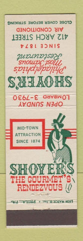 Matchbook Cover - Shoyer's Restaurant Philadelphia PA