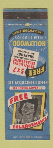 Matchbook Cover - Hollywood Film Studios Enlargements WEAR