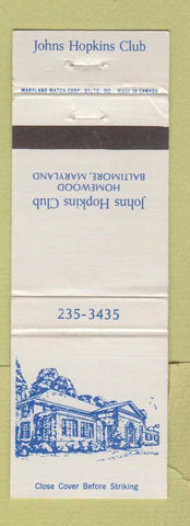 Matchbook Cover - John Hopkins Club Baltimore MD