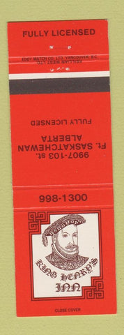 Matchbook Cover - King Henry's Inn Fort Saskatchewan AB