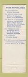 Matchbook Cover - Del Veccio State Assembly Election Scotch Plains NJ