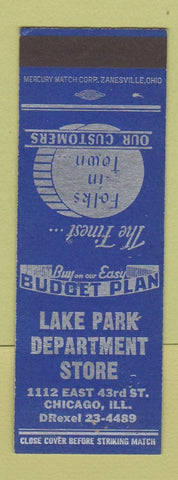 Matchbook Cover - Lake Park Department Store Chicago IL SAMPLE