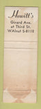 Matchbook Cover - Hewitt's WEAR