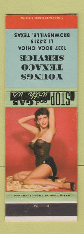 Matchbook Cover - Youngs Texaco oil gas Brownsville TX pinup