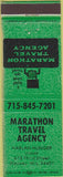 Matchbook Cover - Marathon Travel Agency Wausau WI green