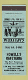 Matchbook Cover - Howell's Cafeteria Harlingen TX