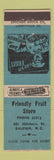 Matchbook Cover - Friendly Fruit Store Raleigh NC