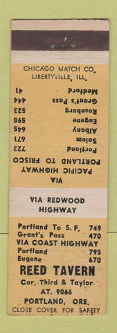 Matchbook Cover - Reed Tavern Portland OR