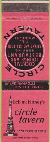 Matchbook Cover - Circle Tavern Indianapolis IN