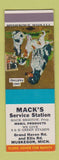 Matchbook Cover - Mack's Service Mobil oil gas Muskegon MI SAMPLE