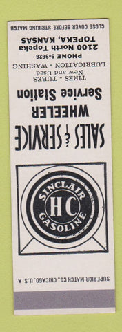 Matchbook Cover - Sinclair oil gas Wheeler Topeka KS SAMPLE