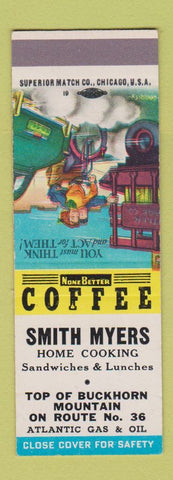 Matchbook Cover - Smith Myers Atlantic oil gas Buckhorn Mountain UT SAMPLE